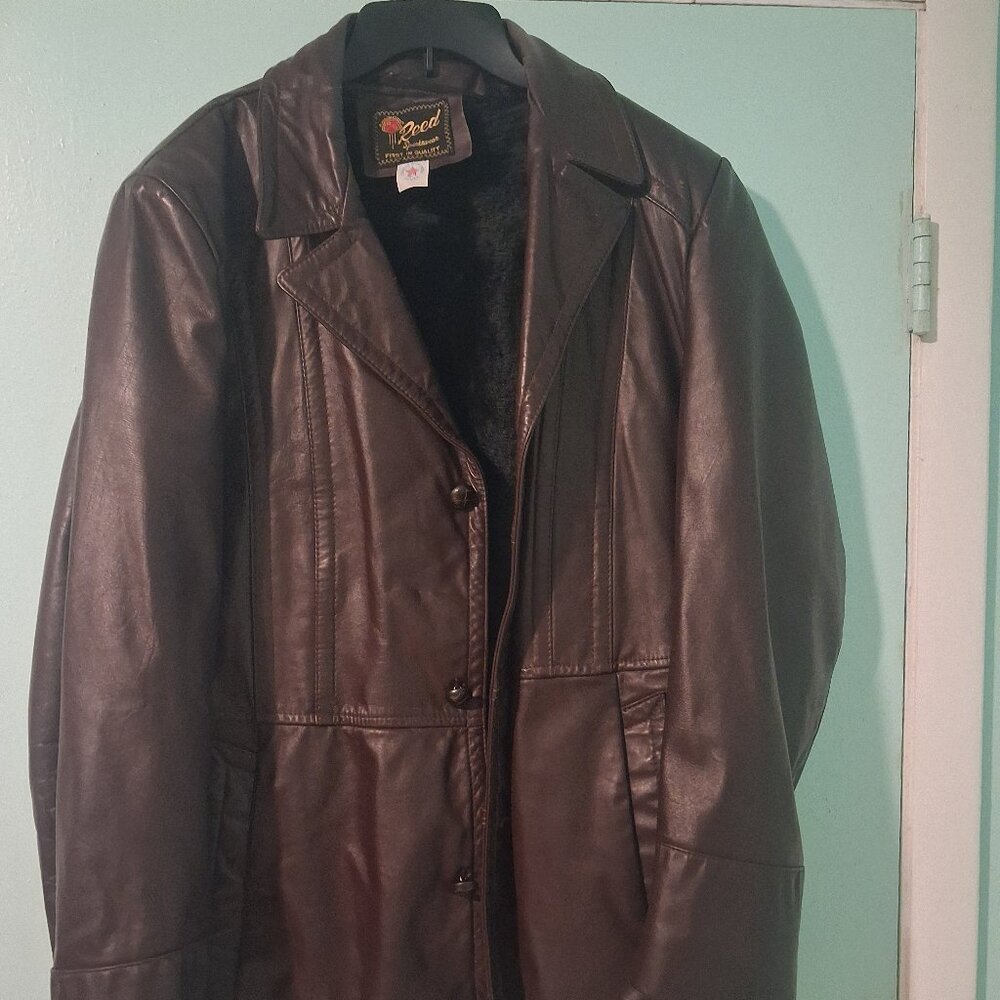 Vintage Reed Sportswear Men's Leather Blazer Jacket w/Faux Fur Liner L/XL